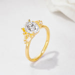 Classic Oval Cut Baguette Side Cluster Moissanite Engagement Ring - Additional view