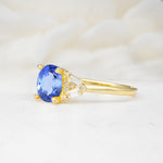 Classic Oval Cut Baguette Side Cluster Sapphire Engagement Ring - Additional view