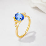 Classic Oval Cut Baguette Side Cluster Sapphire Engagement Ring - Additional view
