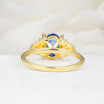 Classic Oval Cut Baguette Side Cluster Sapphire Engagement Ring - Additional view