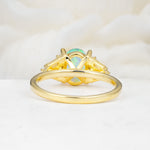 Classic Oval Cut Baguette Side Cluster Fire Opal Engagement Ring - Additional view
