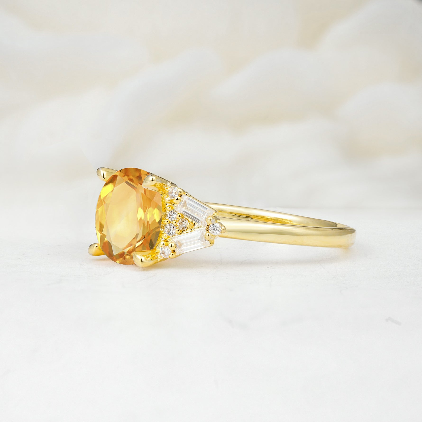 SR17649 Citrine Ring - White-Gold