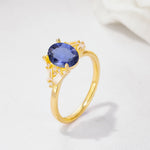 Classic Oval Cut Baguette Side Cluster Tanzanite Engagement Ring - Additional view