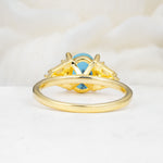 Classic Oval Cut Baguette Side Cluster Turquoise Engagement Ring - Additional view