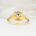 Classic Oval Cut Baguette Side Cluster Black Rutilated Quartz Engagement Ring - Additional view