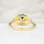 Classic Oval Cut Baguette Side Cluster Moss Agate Engagement Ring - Additional view