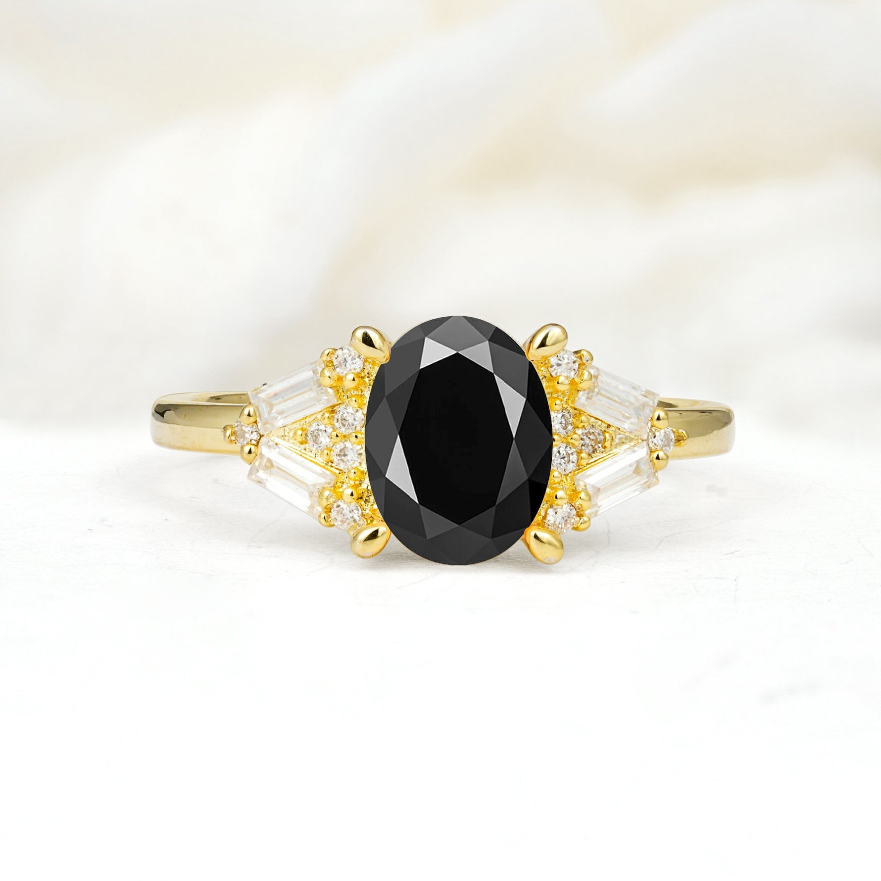 SR17649 Black Onyx Ring - Yellow-Gold