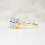 Classic Oval Cut Baguette Side Cluster Lab Diamond Engagement Ring - Additional view