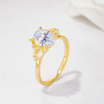 Classic Oval Cut Baguette Side Cluster Lab Diamond Engagement Ring - Additional view