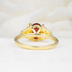 Classic Oval Cut Baguette Side Cluster Garnet Engagement Ring - Additional view