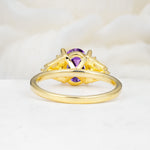 Classic Oval Cut Baguette Side Cluster Amethyst Engagement Ring - Additional view