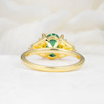 Classic Oval Cut Baguette Side Cluster Emerald Engagement Ring - Additional view