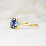 Classic Oval Cut Baguette Side Cluster Alexandrite Engagement Ring - Additional view