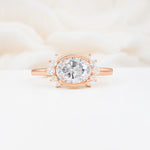 Timeless Oval Cut Bezel Frame Halo Moissanite Engagement Ring - Additional view