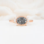 Timeless Oval Cut Bezel Frame Halo Black Rutilated Quartz Engagement Ring - Additional view