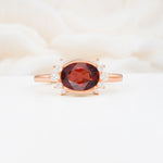 Timeless Oval Cut Bezel Frame Halo Garnet Engagement Ring - Additional view