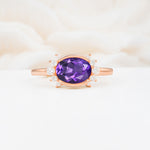 Timeless Oval Cut Bezel Frame Halo Amethyst Engagement Ring - Additional view