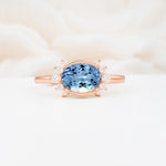 Timeless Oval Cut Bezel Frame Halo Aquamarine Engagement Ring - Additional view