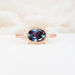 Timeless Oval Cut Bezel Frame Halo Alexandrite Engagement Ring - Additional view