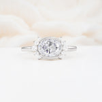 Timeless Oval Cut Bezel Frame Halo Moissanite Engagement Ring - Additional view