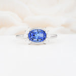 Timeless Oval Cut Bezel Frame Halo Sapphire Engagement Ring - Additional view