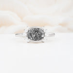 Timeless Oval Cut Bezel Frame Halo Black Rutilated Quartz Engagement Ring - Additional view