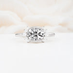 Timeless Oval Cut Bezel Frame Halo Lab Diamond Engagement Ring - Additional view