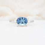 Timeless Oval Cut Bezel Frame Halo Aquamarine Engagement Ring - Additional view