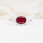 Timeless Oval Cut Bezel Frame Halo Ruby Engagement Ring - Additional view