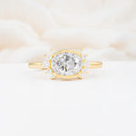 Timeless Oval Cut Bezel Frame Halo Moissanite Engagement Ring - Additional view