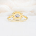 Timeless Oval Cut Bezel Frame Halo Moissanite Engagement Ring - Additional view