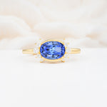 Timeless Oval Cut Bezel Frame Halo Sapphire Engagement Ring - Additional view