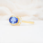 Timeless Oval Cut Bezel Frame Halo Sapphire Engagement Ring - Additional view