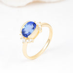 Timeless Oval Cut Bezel Frame Halo Sapphire Engagement Ring - Additional view