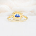 Timeless Oval Cut Bezel Frame Halo Sapphire Engagement Ring - Additional view