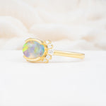 Timeless Oval Cut Bezel Frame Halo Fire Opal Engagement Ring - Additional view