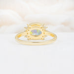 Timeless Oval Cut Bezel Frame Halo Fire Opal Engagement Ring - Additional view