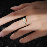 Timeless Oval Cut Bezel Frame Halo Fire Opal Engagement Ring - Additional view