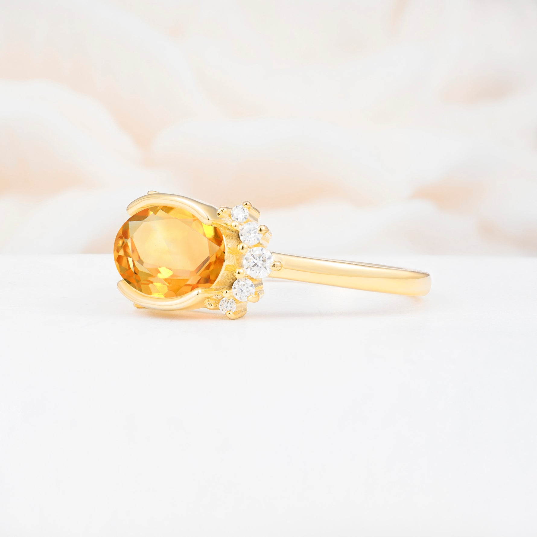 SR17650 Citrine Ring - White-Gold
