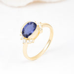 Timeless Oval Cut Bezel Frame Halo Tanzanite Engagement Ring - Additional view