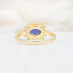 Timeless Oval Cut Bezel Frame Halo Tanzanite Engagement Ring - Additional view