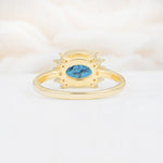 Timeless Oval Cut Bezel Frame Halo Turquoise Engagement Ring - Additional view