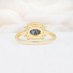 Timeless Oval Cut Bezel Frame Halo Black Rutilated Quartz Engagement Ring - Additional view