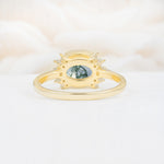 Timeless Oval Cut Bezel Frame Halo Moss Agate Engagement Ring - Additional view