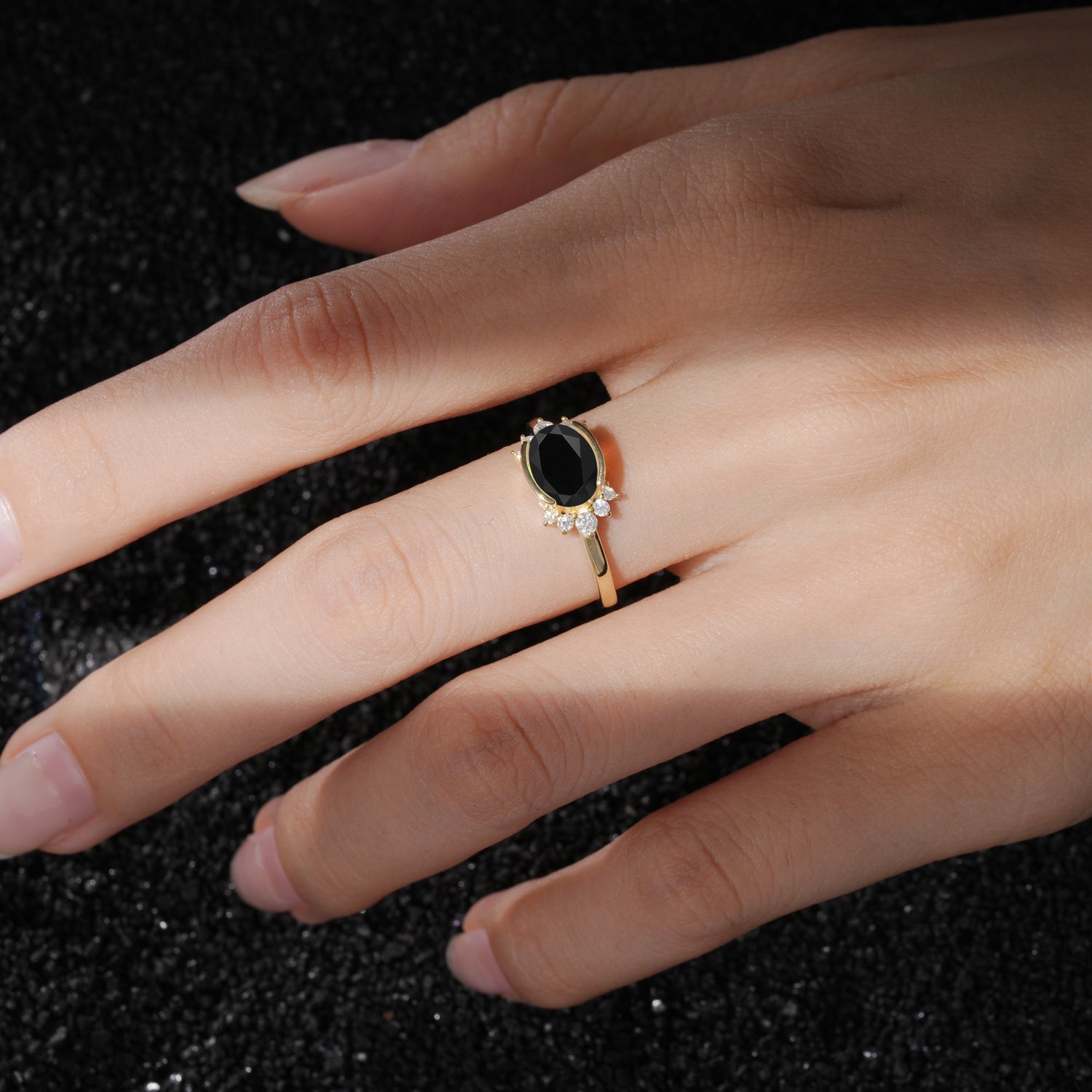 SR17650 Black Onyx Ring - Rose-Gold