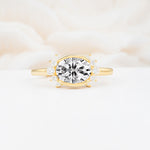 Timeless Oval Cut Bezel Frame Halo Lab Diamond Engagement Ring - Additional view