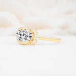 Timeless Oval Cut Bezel Frame Halo Lab Diamond Engagement Ring - Additional view