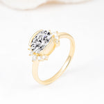 Timeless Oval Cut Bezel Frame Halo Lab Diamond Engagement Ring - Additional view