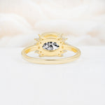 Timeless Oval Cut Bezel Frame Halo Lab Diamond Engagement Ring - Additional view