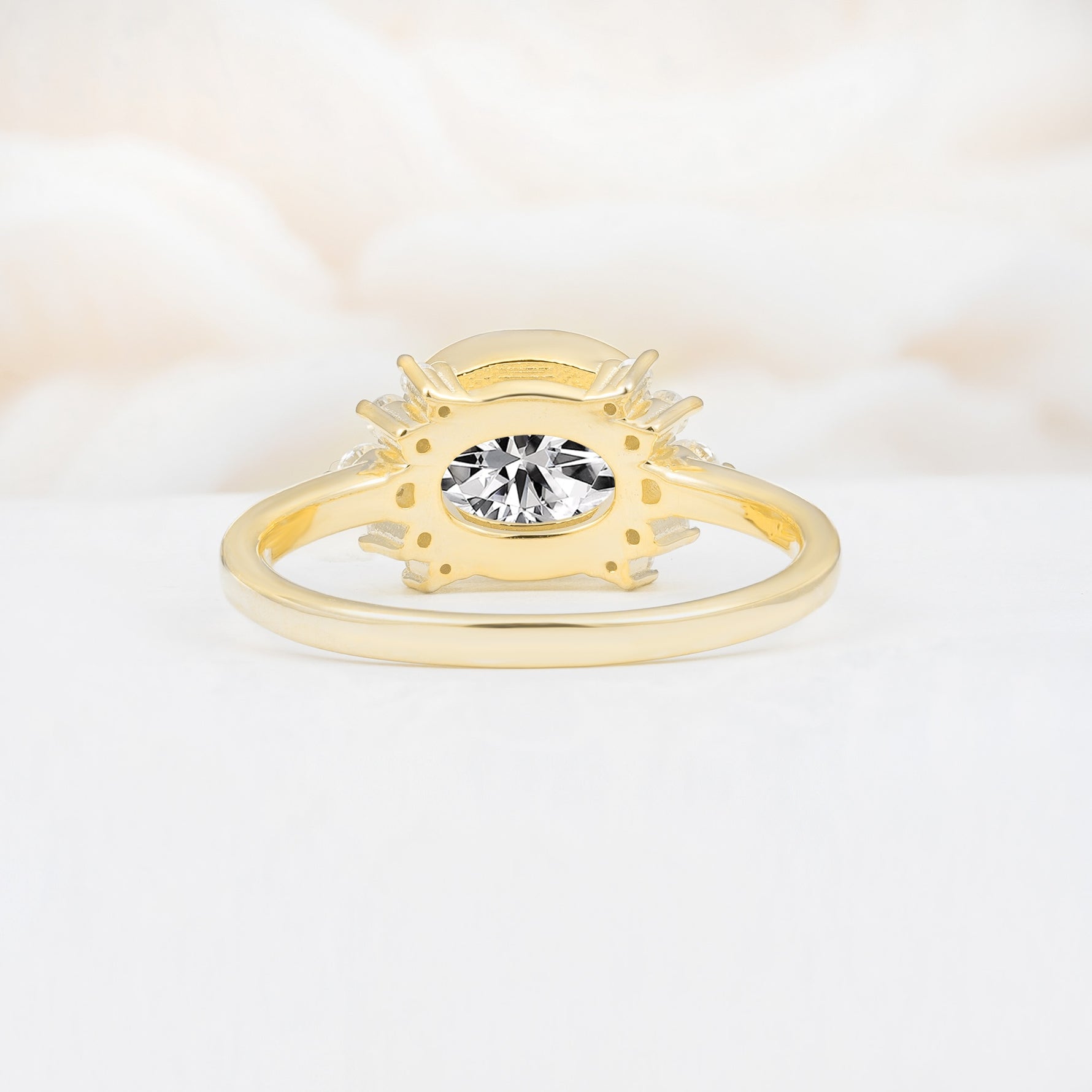 Timeless Oval Cut Bezel Frame Halo Lab Diamond Engagement Ring - Additional view